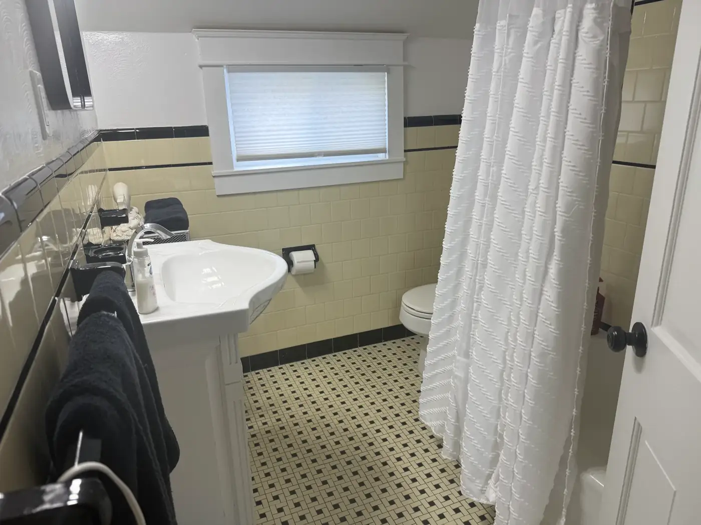 Bathroom with classic tile and shower