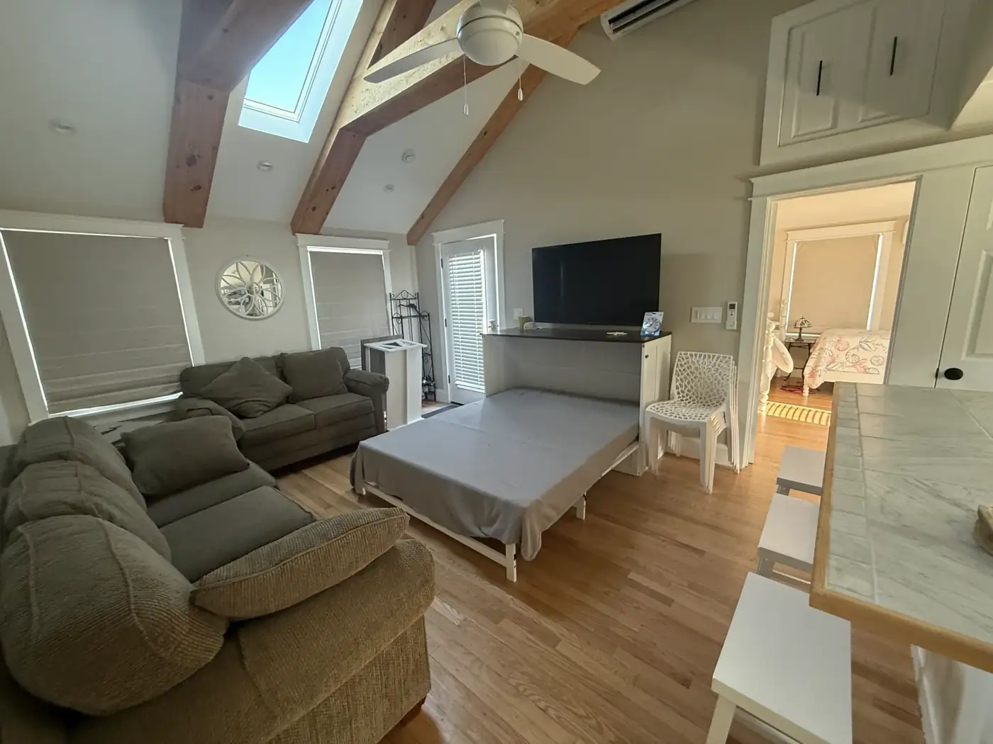 Open living space with extra sleeping
